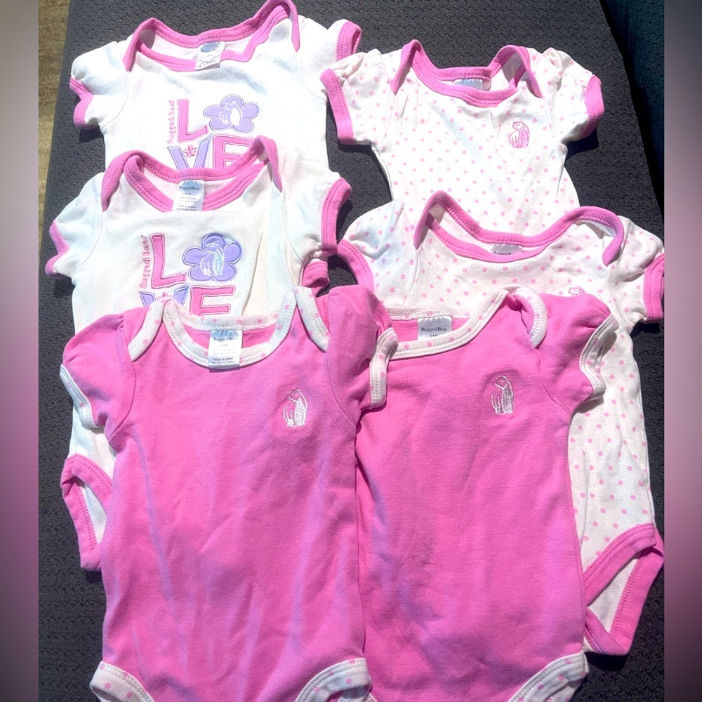 Set of 6 rugged bear onesies